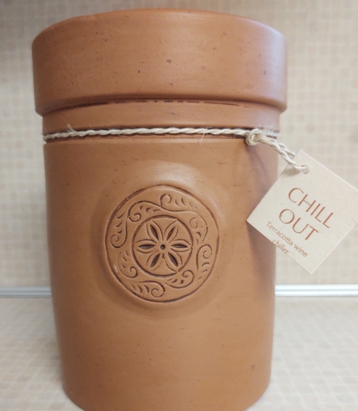TERRA COTTA WINE COOLER 7 3/4" TALL NEW WITH TAGS - Picture 1 of 10